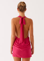 Eleanora Plunge Mini Dress - Pink