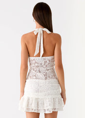 Alysha Halter Lace Mini Dress - Cream