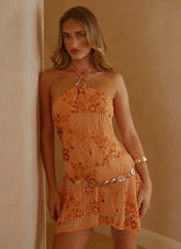 Ampolia Halter Mini Dress - Orange