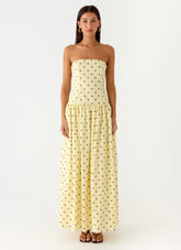 Andorra Maxi Dress - Yellow Polkadot