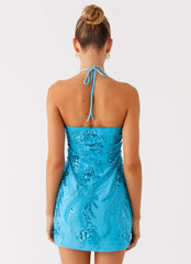 Bebe Beaded Mini Dress - Royal Blue