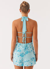 Cinzia Beaded Mini Dress - Blue