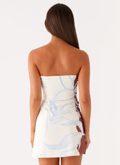 Denby Strapless Mini Dress - Bloom Wave Print