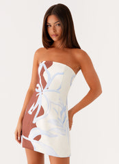 Denby Strapless Mini Dress - Bloom Wave Print