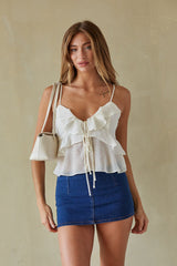 Dina Tiered Ruffle Tie Tank Top