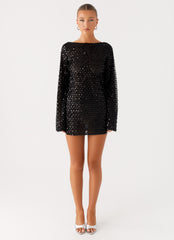 Edessa Sequin Mini Dress - Black