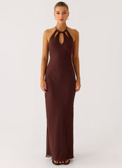 Harlyn Halter Maxi Dress - Chocolate