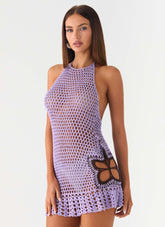 Henley Crochet Mini Dress - Lavender