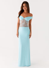 Infatuation Lace Maxi Dress - Turquoise