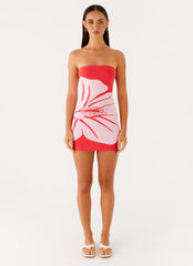 Kader Strapless Knit Mini Dress - Red Floral