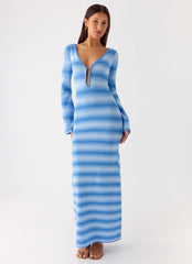Late Night Calls Knit Maxi Dress - Cerulean