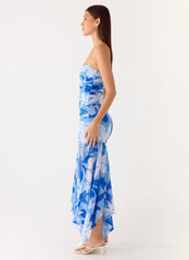 Lo Siento Midi Dress - Indigo Garden