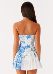 Mario Mini Dress - Blue Floral Print