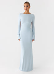 Midnight Song Long Sleeve Maxi Dress - Misty Blue