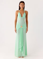 Miyah Halter Hardware Maxi Dress - Mint Blue