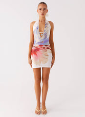 No Time Mini Dress - White Sea Bloom