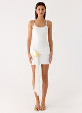 Paeonia Shell Mini Dress - White
