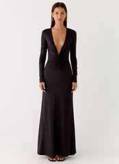 Palm Haze Maxi Dress - Black
