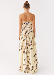Rhea Ruched Maxi Dress - Buttercream Bliss