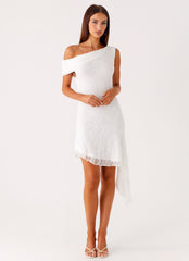 Rylee One Shoulder Midi Dress - White