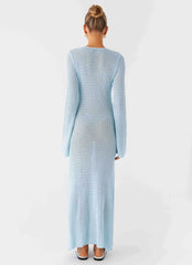 Seascape Crochet Maxi Dress - Blue