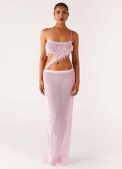 Shellbound Crochet Maxi Dress - Pink