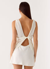 Tuscan Glow Chiffon Mini Dress - Ivory