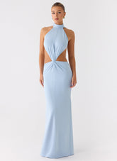 Warning Signs Maxi Dress - Blue
