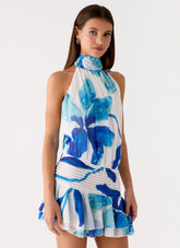 Willow Chiffon Mini Dress - Cerulean Bloom