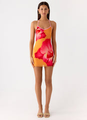 Yura Mini Dress - Orange Floral Spritz