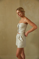 Chelsea Faux Leather Strapless Bustier Top