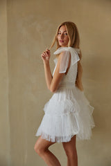 Erin Pearl Tulle Babydoll Mini Dress