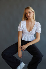 Melissa Puff Sleeve Crop Top