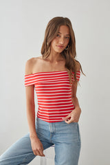Tika Off the Shoulder Striped Crop Top