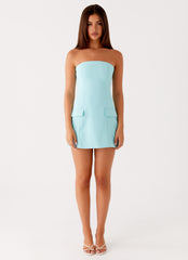 Allora Strapless Mini Dress - Turquoise