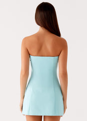 Allora Strapless Mini Dress - Turquoise
