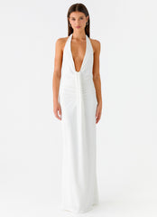Cheyenne Halter Neck Maxi Dress - Ivory