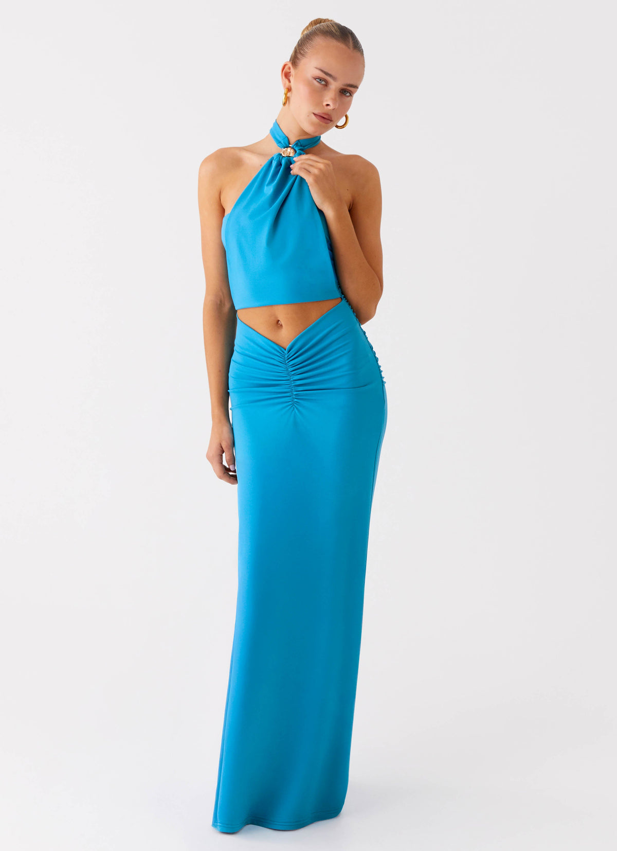 Chiquita Halter Maxi Dress - Turquoise Blue
