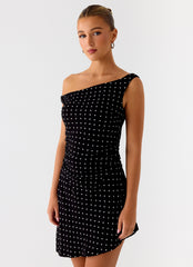 Delusional Mini Dress - Black Polkadot