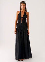 Dione Halter Maxi Dress - Black