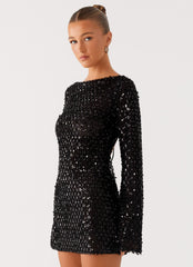 Edessa Sequin Mini Dress - Black