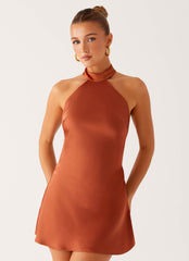 Golden Dunes Mini Dress - Rust