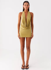 Haisley Cowl Mini Dress - Lime Green