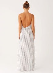 Harri Maxi Dress - White Polka Dot