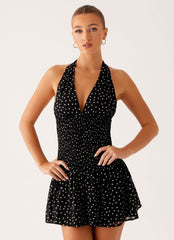 Holden Mini Dress - Black Polka Dot