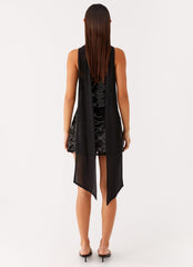 Kiesha Strapless Scarf Mini Dress - Black