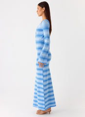 Late Night Calls Knit Maxi Dress - Cerulean
