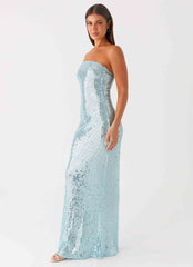 Lyric Sequin Maxi Dress - Turquoise