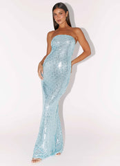 Lyric Sequin Maxi Dress - Turquoise