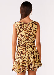 Maris Asymmetrical Mini Dress - Laguna Print